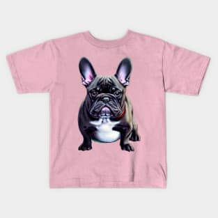 Fluffy Blue French Bulldog Feeling Cute Bulldog Puppy Kids T-Shirt